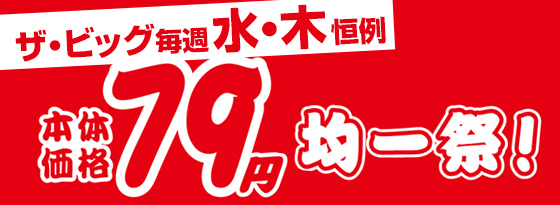 ザ・ビッグ毎週水・木恒例本体価格79円均一祭！
