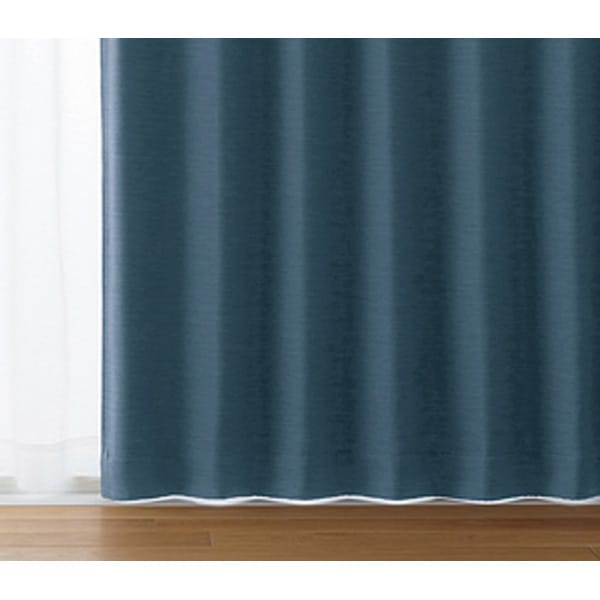 ドレープカーテン／プリーツ加工 断熱 遮光 冷暖房効果アップ2枚入り 100×135cm / ネイビー