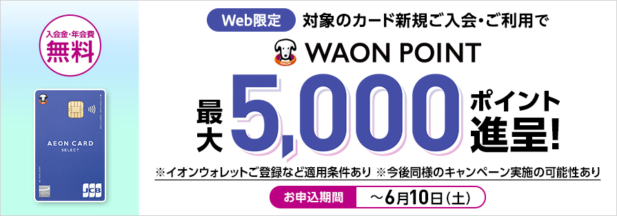 イオンカード新規入会・利用CP（5/11-6/10）