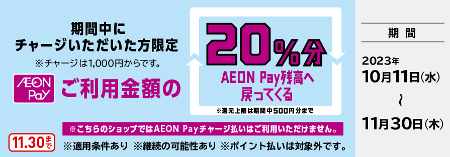 イオンペイ残高バックキャンペーン（～11/30）
