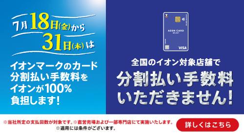 イオンカード分割手数料無料（7/18～7/31）