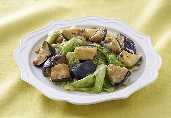 レタスと揚げなすのガーリック炒め