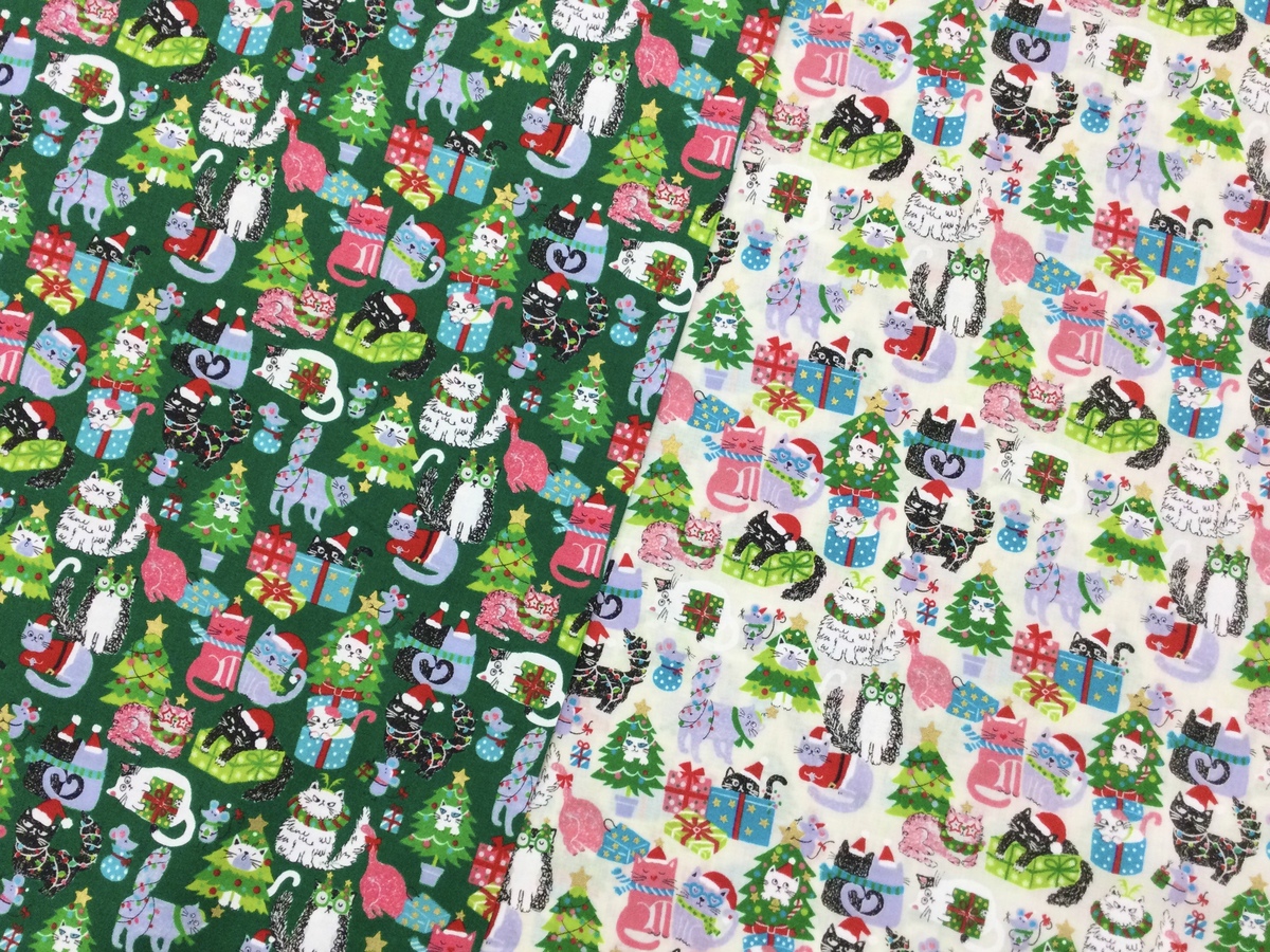 クリスマス柄の布地がはいりました🎄