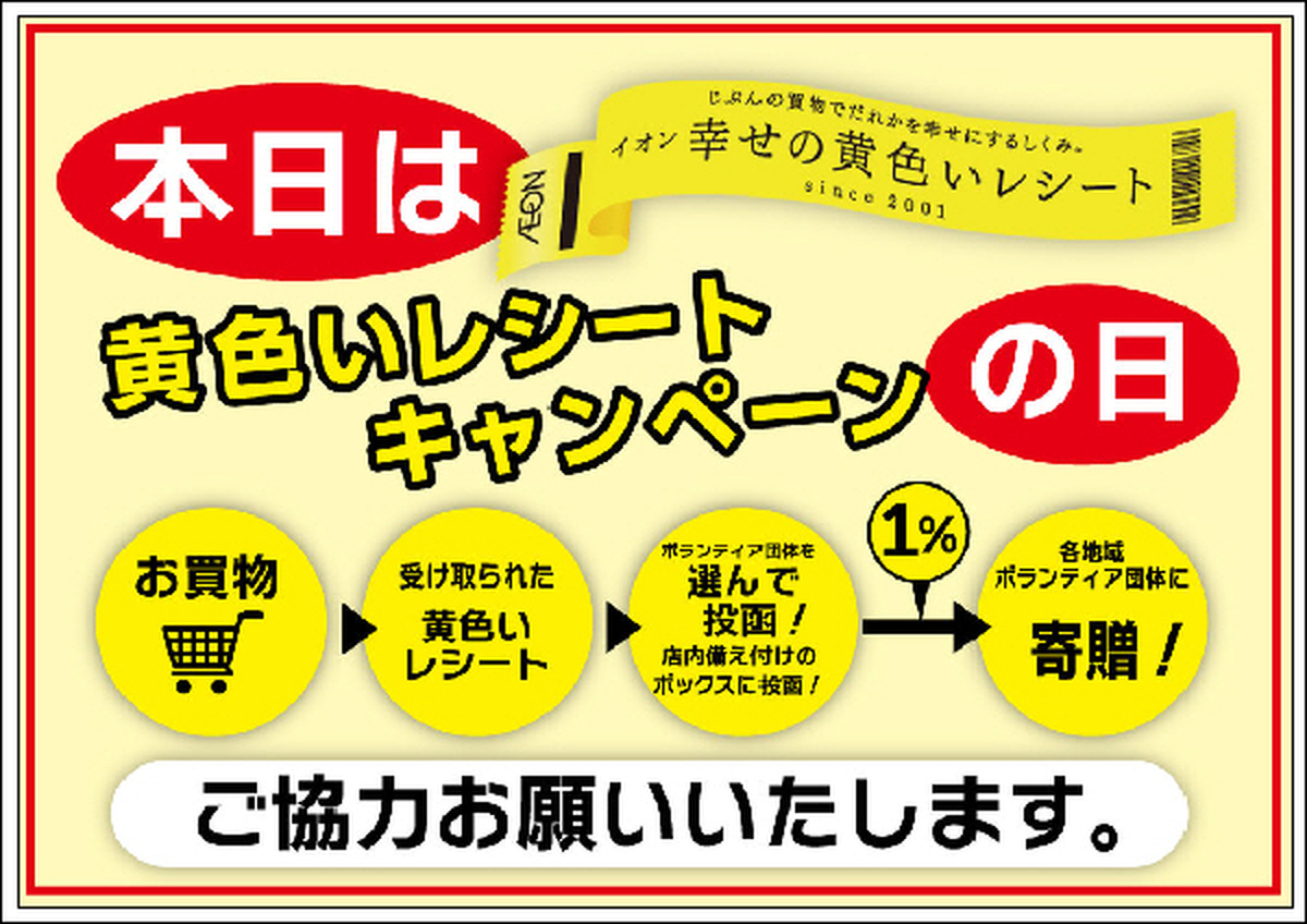 イオン幸せの黄色いレシートキャンペーンのご案内